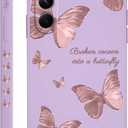 for Samsung Galaxy A54 5G Case, Floral Pattern Design Anti Fingerprint Soft Phone Cover for Samsung A54 5G, Butterfly Purple
