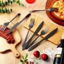 Nuenen 100 Pieces Stainless Steel forks and knives Dinner Flatware Set Tableware Cutlery for Butter Kitchen Restaurant, Dishwasher Safe(Black,8.4 Inches, 7.1 Inches)