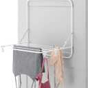 Whitmor Over The Door Folding Drying Rack, Space Saving Clothes Drying Rack with Hooks, Heavy Duty Foldable Laundry Rack, Rust Resistant Steel Hanging Drying Rack for Most Doors