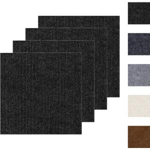 24" x 24" Peel and Stick Carpet Tile, Self Adhesive Carpet Floor Tile, Squares Soft Padded Flooring Sticker for Office Home Living Room Bedroom (10, Black)
