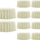 Round Tablecloth 120 Inch Tablecloth 10 Pack Ivory Table Cloths Washable Decorative Linen Polyester Table Clothes Cover for Dining Table Banquets Buffet Parties and Wedding