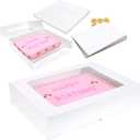 6 Pack 19x14x4 Inch Auto-Popup Large Rectangle Cake Boxes with Thick Cake Boards, Half Sheet Bakery Boxes for Pastry Baking,Cupcake,Muffins & Pie