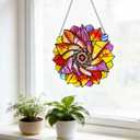 Stained Glass Mandala Suncatcher, Sun Catchers Indoor Window Mandala, Suncatcher for Grandma/Mom/Women (Colorful)
