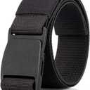 Elastic Belt Men, Mens Tactical Belt Travel Belt, Stretch Golf Belt (Black)