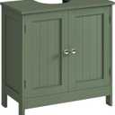 TEENFON Pedestal Sink Storage Cabinet, Under Sink Cabinet with 2 Doors & Shelf, Under Bathroom Sink Cabinet, Pedestal Sink Storage for Bathroom, Green, 11.8"d X 23.6"w X 23.6"h