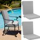 Patelai 2 Set 42x21x3 Inch Outdoor Patio Chair Cushions for Dining/Rocking Chairs High Back Soft Seat Pad with Ties Waterproof Fade Resistant for Indoor Outside Furniture (Modern,Light Grey)