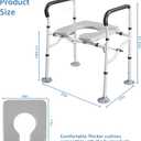 Raised Toilet Seat 400lbs, Toilet Seat Risers for Seniors, Handicap Elevated Toilet Seat with Handles & Padded Seat, Commode Chair with Adjustable Height, for Elderly, Pregnant, Fit Any Toilet