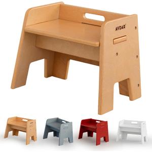 Wooden Step Stool for Kids, 14 One Step Stool for Toddlers, Heavy Duty Non-tip Non-Slip for Bedroom/Kitchen