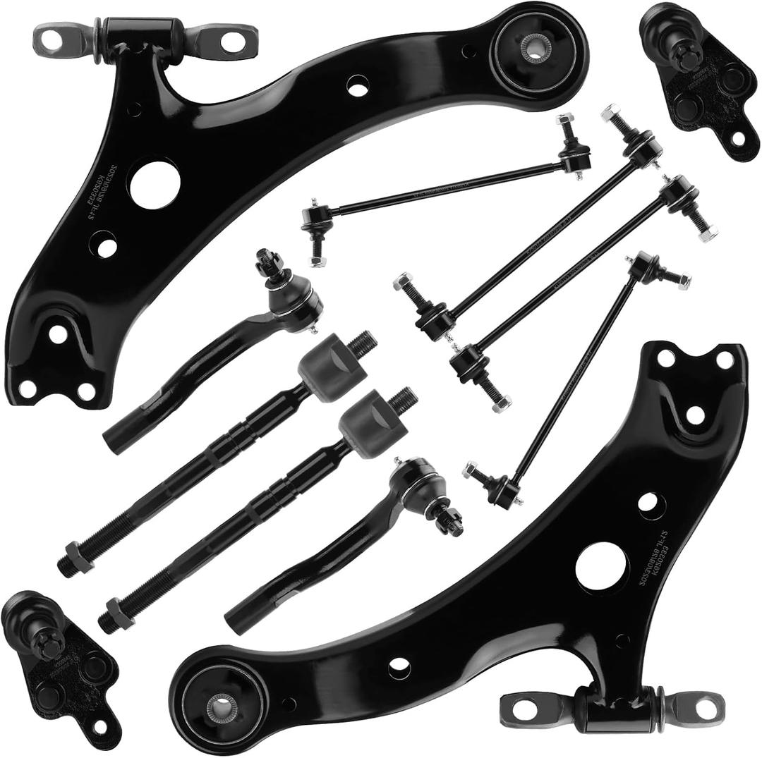 12pc Front Lower Control Arms Suspension Kit Fit for 2007-2011 Toyota Camry (USA Built Models Only) w/Ball Joints Inner Outer Tie Rods End -K620333 K500044 K750011 K750123