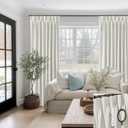 Pinch Pleated Cream Drop Cloth Canvas Blackout Curtains 96 Inch Long 2 Panel Set, Dense Weave Thermal Insulated for Winter Keep Cold Out, Floor to Ceiling Drape for Living Room Bedroom Farmhouse Style