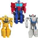 Transformers 1-Step Flip Heroes 3-Pack, 4-Inch Wheeljack, Bumblebee, and Optimus Prime Action Figures, Kids Easter Toys or Basket Stuffers, Age 6+