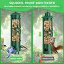 Squirrel Proof Bird Feeders for Outdoors Hanging, Metal Squirrel Proof Bird Feeder with Gravity Protection, 3LB Large Capacity Wild Bird Feeders for Outside Finch, Cardinal, Blue Jay (Green)