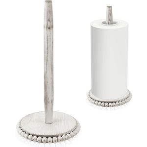 Farmhouse Paper Towel Holder Countertop White Wood Rustic Christmas Paper Towel Roll Holder Stand Organize Winter Holiday Farmhouse Christmas Table Decor Accessories for Home Kitchen Bathroom