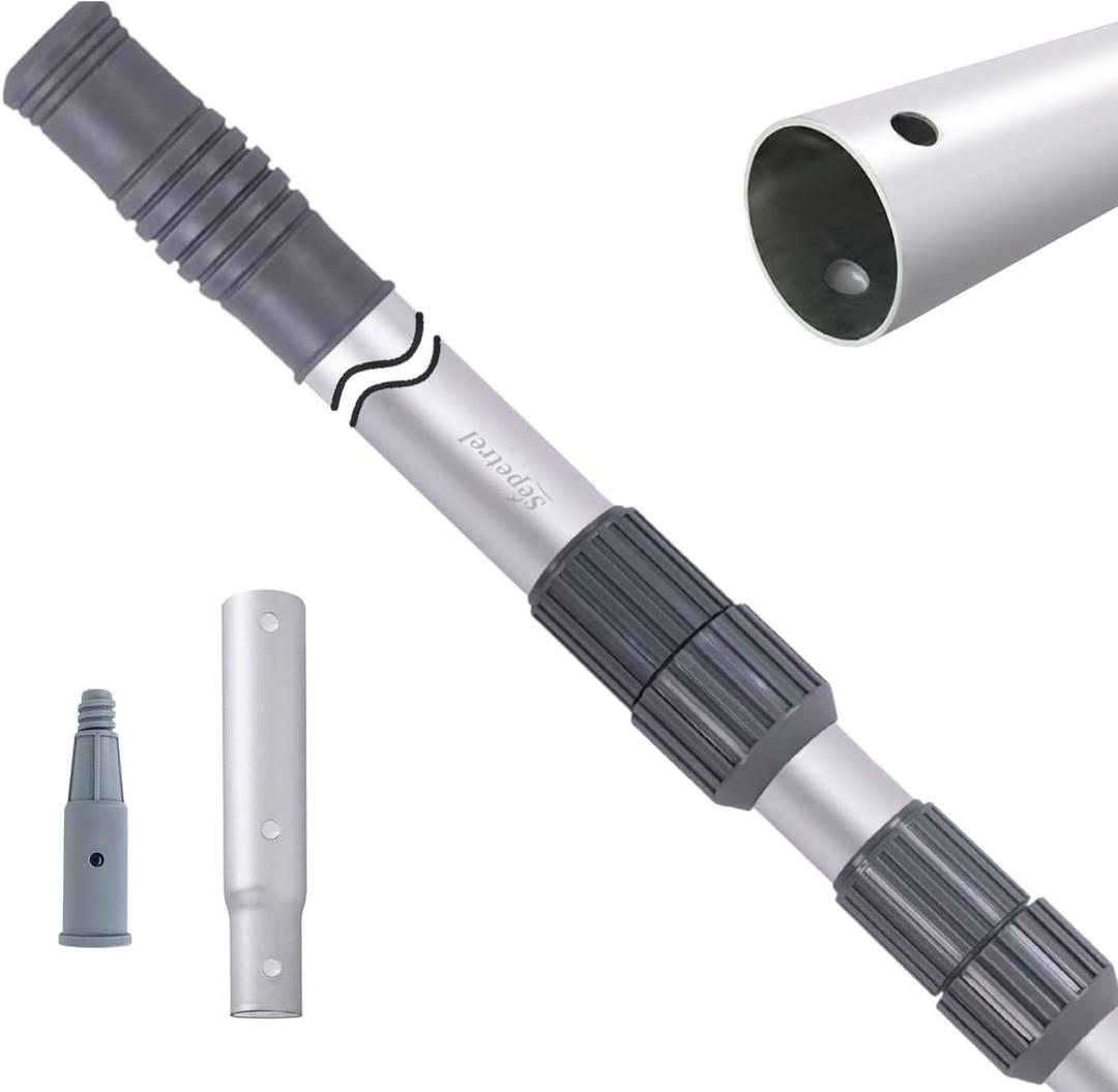 Sepetrel Pool Pole-Upgraded Professional 12 Foot Telescoping Swimming Pool Pole with Threaded Tips,Adjustable Telescopic Poles,for Skimmer Net,Brush,Vacuum Head