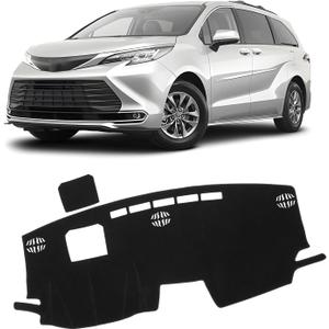 KUST Car Dash Cover for Toyota Sienna 2021-2024 2025 2026 (with HUD) Non-Slip Dashboard Cover Polyester Interior Accessories for Sienna Custom Fit Dash Mat Windshield Sunshade No Glare Black
