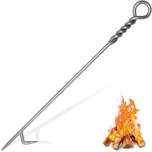 Fire Poker for Fire Pit Outdoor 40in Twisted Rope Design 316 Stainless Steels Fireplace Poker for Fire Pit, Handmade Fire Pit Poker for Firewood Log Coals Campfire Wood Stove, Outdoor and Indoor Use