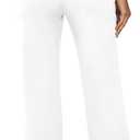 VOOVEEYA Wide Leg Pants for Women, Yoga Pants with Pockets High Waist | Breathable, Moisture Wicking, Soft Comfortable, 4-Way Stretchy, Wide Leg Dress Pants for Petite, Tall, Regular (White)