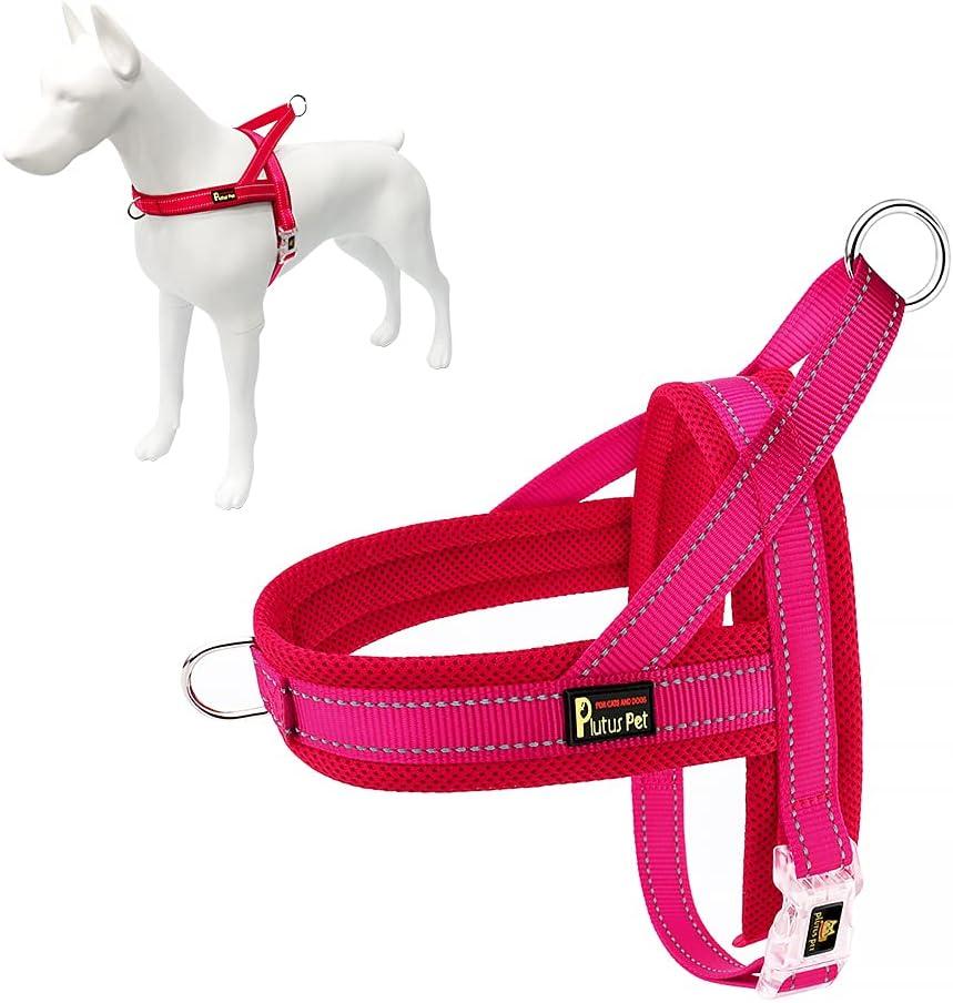 Plutus Pet No Pull Dog Harness with Breathable Mesh Padded, Adjustable Reflective Escape Proof Dog Harness, Quick Fit Dog Vest Harness for  Dogs(XL, Pink)