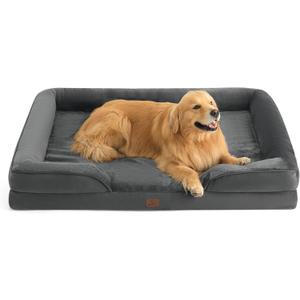 Bedsure XXL Orthopedic Dog Bed for Extra Large Dogs - Washable Giant Dog Cat Bed Waterproof, Comfort Dogs Couch Sofa with Washable Removable Cover, Pet Bed with Nonskid Bottom, Dark Grey, 52"