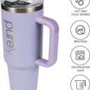 PURELY 40 oz Ceramic Lined Insulated Tumbler with Handle, Leak Resistant 2-way Lid and Straw, Ceramic Lined Travel Mug (Purple, 40oz)