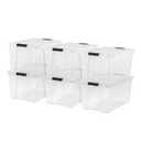 IRIS USA 72 Qt Stackable Plastic Storage Bins with Lids, 6 Pack - BPA-Free, Made in USA - See-Through Organizing Solution, Latches, Durable Nestable Containers, Secure Pull Handle - Clear