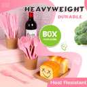300 Pcs Plastic Silverware Heavy Duty Cutlery Set Plastic Utensils Set Includes 100 Disposable Spoons 100 Forks Knives for Parties Catering Family Gathering(Pink)