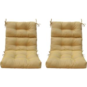 BOSSIMA Outdoor Patio High Back Lawn Chair Cushions Tufted Square Corner, Set of 2, Yellow