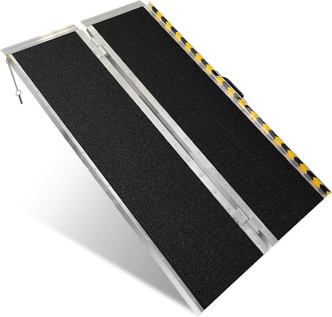 Vie Triomphe 4FT Portable Wheelchair Ramp for Home Entry, Non-Slip Folding Aluminum Ramp for Seniors, Elderly & Disabled, Fits Steps, Doorways, Wheelchairs & Scooters