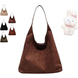 Women's Suede Tote Bag Retro Crescent Shoulder Bag Trendy Slouchy Suede Handbag Underarm Purse Work Bag Dumpling Bag