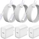 iPhone 17 16 15 Pro Max Charger Fast Charging 3Pack 20W Apple Fast Charger USB C Block with Cord for iPhone 17/17 Pro/17 Pro Max/17 Air/16/16e/16 Plus/16 Pro/16 Pro Max/15/15 Pro Max/iPad Pro/Air Pods