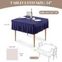 Wish Care Navy Blue Spandex Tablecloths for 34x34 Inch Square Tables, Stretch Fitted Table Clothes with Pleated Ruffle Skirt for 34 Table, Wrinkle Free and Elastic, for Party Kitchen Home Dining