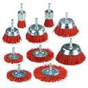 SALI 10 Pack Nylon Filament Abrasive Wire Brush Wheel & Cup Brush Set with 1/4 Inch Hex Shank, 4 Sizes Nylon Drill Brush Set for Removal of Rust Corrosion Paint