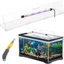 Sieral Aquarium Lids Polycarbonate Canopy with LED Light Without Center Brace Aquariums Cover Fish Tank Lid with a Hook Knife(Black,30x12in)