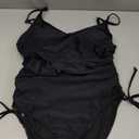 Women's One Piece Swimsuit Tummy Control Ruched Swimwear Cheeky High Cut Monokini Bathing Suit (Large, Black)