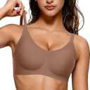 OEAK Womens Wireless Bras Comfortable Push Up Bra Smooth U Neck Bralette Full Coverage Bras Seamless Tshirt Everyday Bras (XX-Large, Coffee)
