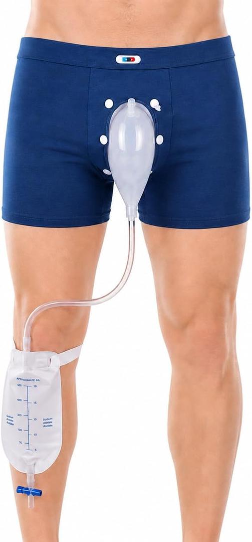 Reusable Urine Bags for Men Underwear 2PCS 500ML Leg Urine Bags, Breathable Cotton Incontinence Urinal Device, Leak-Proof Portable Urinary Collector for Elderly Travel Bed Camping