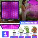 Liliful 4 Pcs Grow Lights Panel 200W Artificial Full Spectrum Grow Lamps with 225 LEDs for Indoor Outdoor Seedling Tent Flowe(Red, Blue)