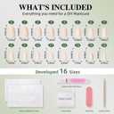 2 x White Press On Nails Almond - White Almond Fake Nails | Short Press On Nails Reusable Stick On Nails in 16 Sizes, 32pcs False Nail Kit for Women & Girls