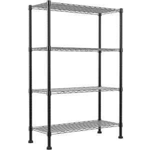 REGILLER 4-Wire Shelving Metal Storage Rack Adjustable Shelves,Standing Storage Shelf Units for Laundry Bathroom Kitchen Pantry Closet(Black,14.1" D x 30" W x 54" H), 4tier 14.1"D x 30"W x 54"H