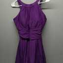 SHEKINI Womens Elegant One Piece Swimdress High Neck Swim Dress Ruched Swim Skirt (Large, Deep Purple)
