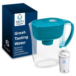 Brita Metro Water Filter Pitcher with SmartLight Change Indicator, BPA-Free, Replaces 1,800 Plastic Water Bottles a Year, Lasts Two Months, Includes 1 Filter, Small - 6-Cup Capacity, Turquoise