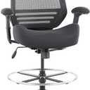 BOLISS 400lbs Mid Back Mesh Ergonomic Drafting Chair for Standing Desk Office Wide Chair Built-in Lumbar Support Big Adjustable Foot Ring Height Adjustable Armrest (Black)