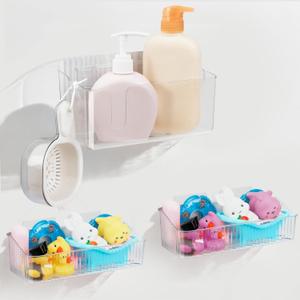 4-Pack Plastic Bath Toy Storage for Bathtub  Bath Toy Holder Organizer with Scoop, Clear Bathtub Toy Storage Shower Caddy for Kids & Baby