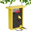 Kingsyard Finch Feeder for Outside Hanging, Metal Mesh Bird Feeders for Thistle/Nyjer Seed, Sliding Mesh & Built-in Perch, Recycled Plastic, Yellow