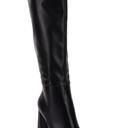 Juliet Holy Womens Pointed Toe Knee-high Boot Wide Calf Chunky Block Side Zipper Go-go Boots Size 8