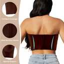 Women Longline Strapless Push Up Full Coverage Underwire Deep Cup Smoothing Bra (Chocolate Brown)