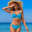 HXN Womens Two Piece Bikini Sets 2025 Neon Color Block Sexy Tummy Control Swimsuit Triangle Bathing Suit for Beach Vacation (Black, M)