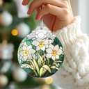 6 x Christmas Ornaments: Stained Glass-Style December Birth Flower Ornament  Christmas Tree Decorations, Holiday Party Gifts, Mother's Day & Birthday Gifts for Women, Mom & Grandma | Birth Flower Gift (July)