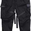 PAODIKUAI Men Techwear Matte Black Jogger Pants Relaxed Fit Streetwear Pants with Multiple Pockets (Black)