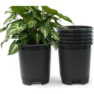 3 Gallon Nursery Pot Plastic Planters for Outdoor Indoor Plants Gardening 6-Pack Flower Pots Plant Pots with Drainage Holes (Black)